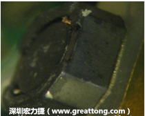 使用銀(Ag)鍍層的電源電感器(Power Inductors)，經(jīng)過推力測試后，零件端點(diǎn)上已經(jīng)看不到任何鍍層的痕跡了，所以其耐推力就比較小。