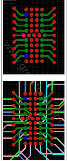 焊盤內(nèi)過孔用于內(nèi)部，而外部引腳在0.5mm柵格上扇出-深圳宏力捷