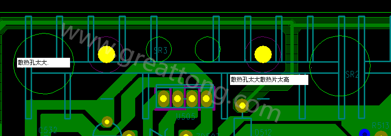 PCB設計中，散熱孔散熱片設計不當，造成很多電源板斷裂