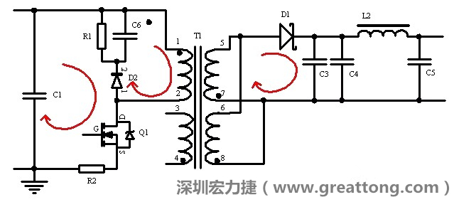 元件布局的時候，要優(yōu)先考慮高頻脈沖電流和大電流的環(huán)路面積，盡可能地減小,以抑制開關(guān)電源的輻射干擾