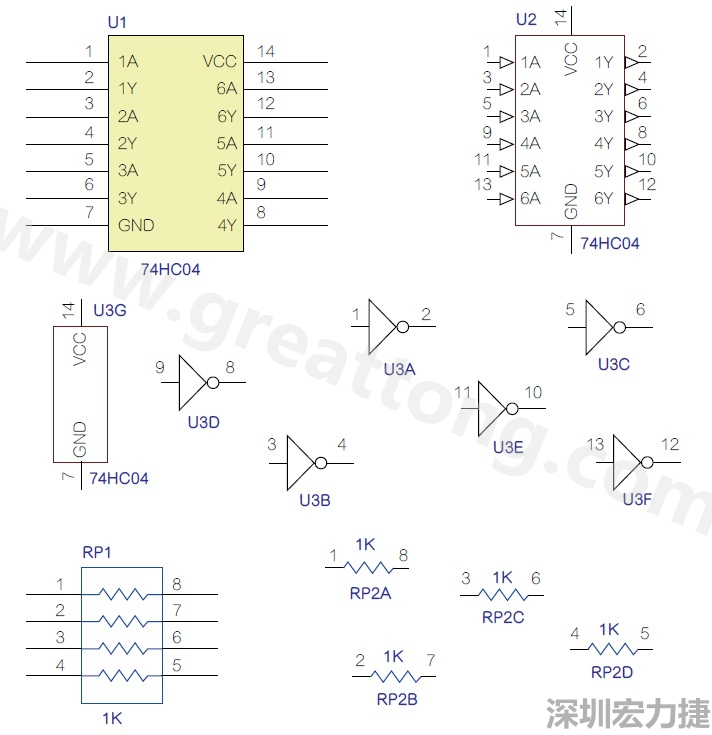 圖1 半導(dǎo)體元件供應(yīng)商所畫的電路圖符號(hào)是模擬元件的接腳圖，而非訊號(hào)流程。
