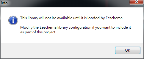 存檔離開。它會提醒你，要增加library搜尋路徑， 不然無法在library browser 找到你的library 