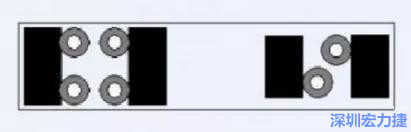 對于大尺寸的電容，比如板級濾波所用的鉭電容，推薦用圖中的安裝方法