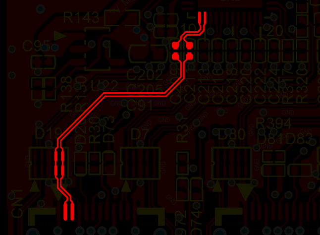 差分線盡量走等長線、等距，避免時序偏差及共模干擾