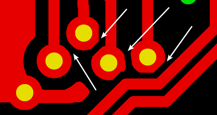多層板中過孔會在每層線路上都有孔環(huán)，且每個層孔環(huán)周圍環(huán)境有夾線也有不夾線，環(huán)境各不一