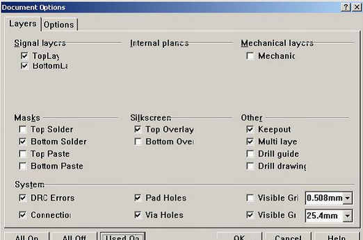 按“L”打開層設(shè)置窗口，打開各層圖形進(jìn)行初步檢查，看文件有無設(shè)計(jì)上的問題或有無特殊的、在處理文件時(shí)需特別留意之處